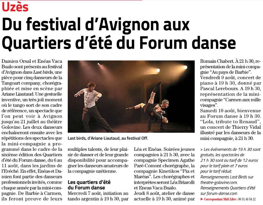 article de presse sur le forum danse en juillet 2025